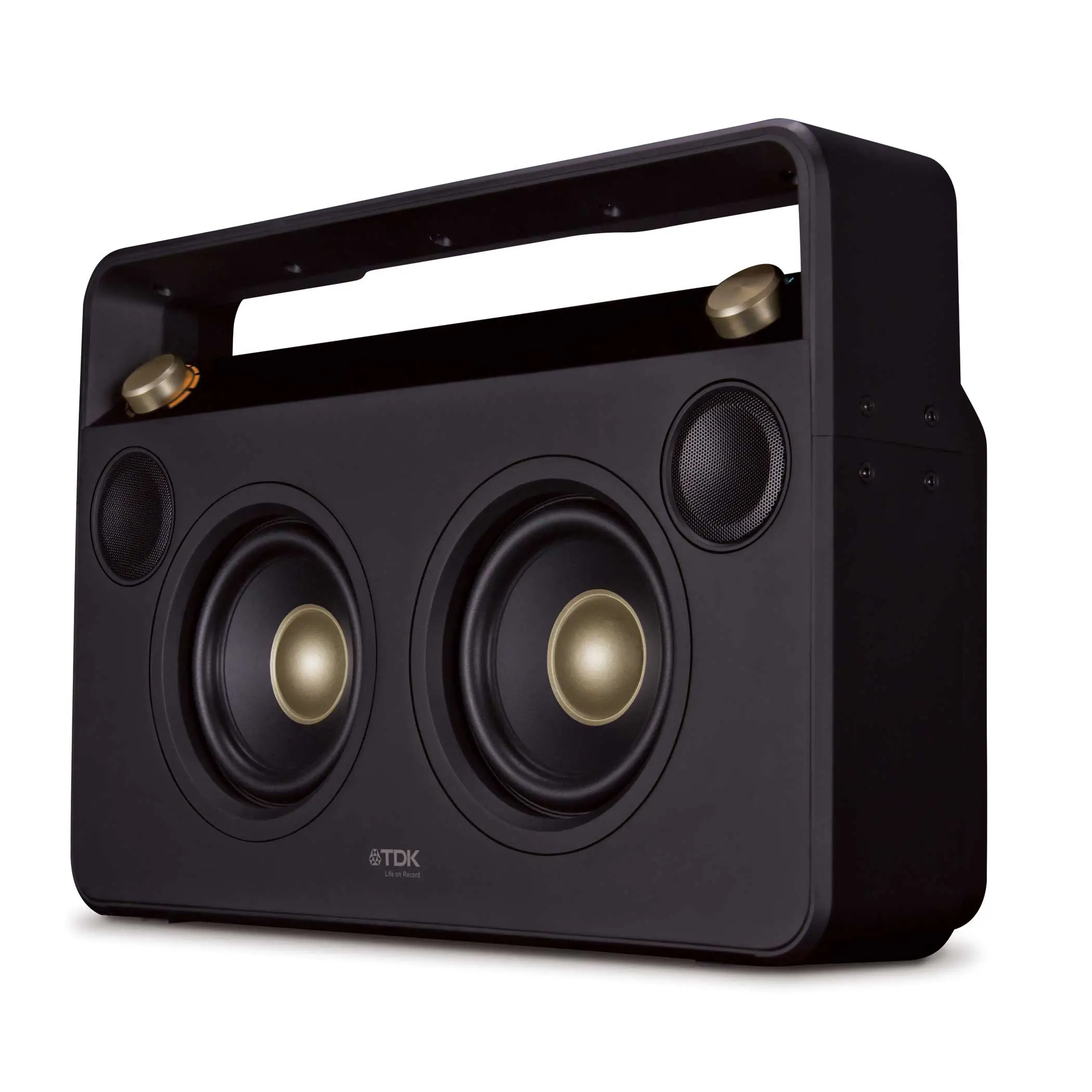 The new Wireless Boombox features two 2-inch full range drivers and two 5.25-inch passive radiators to the front, and one 5.25-inch subwoofer at the rear