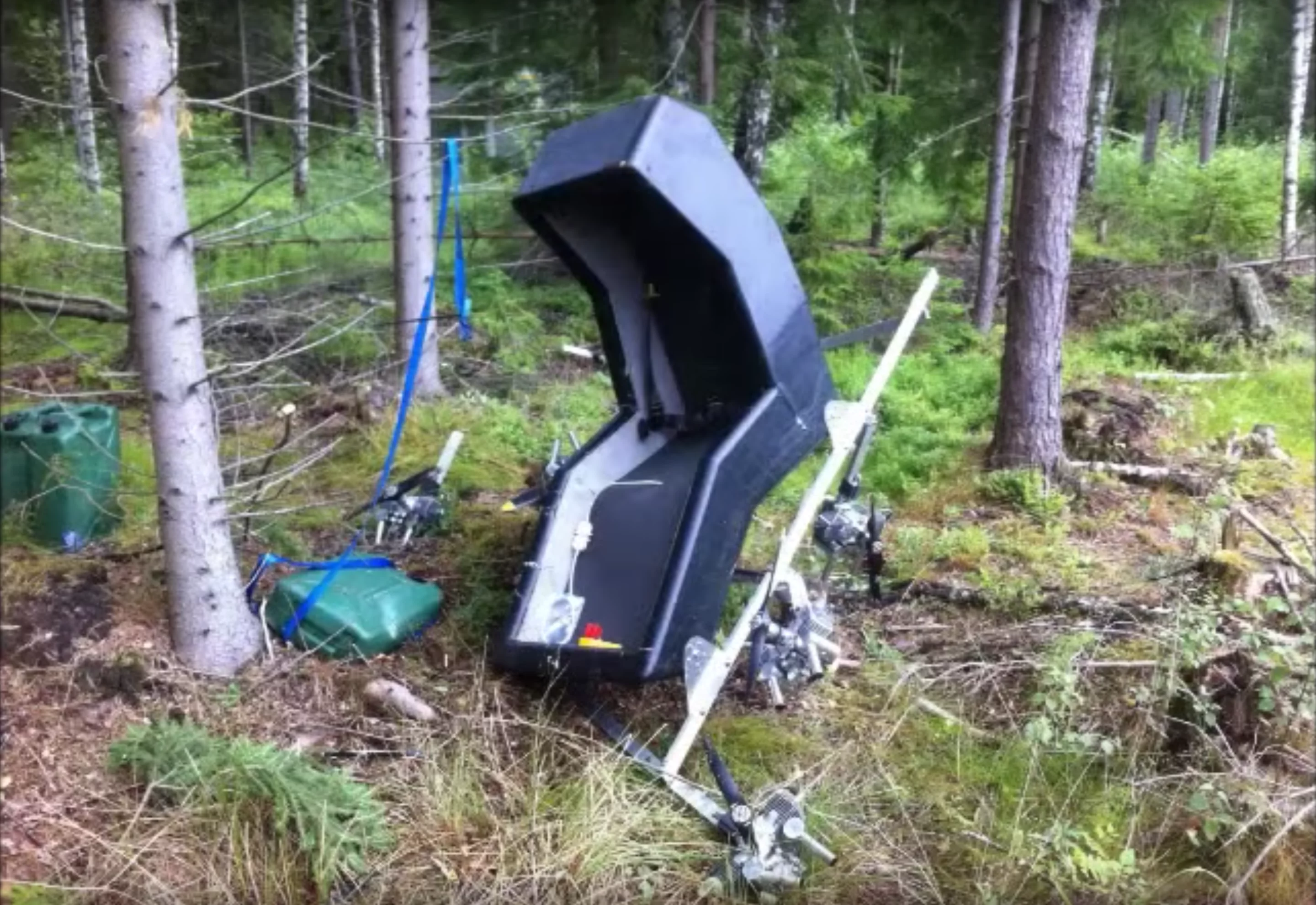 Results of the crash from video update #8 - thankfully the pilot was not on board for this one