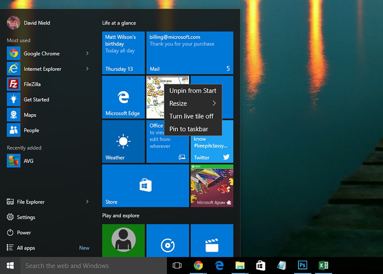 Customize the Start menu as you see fit