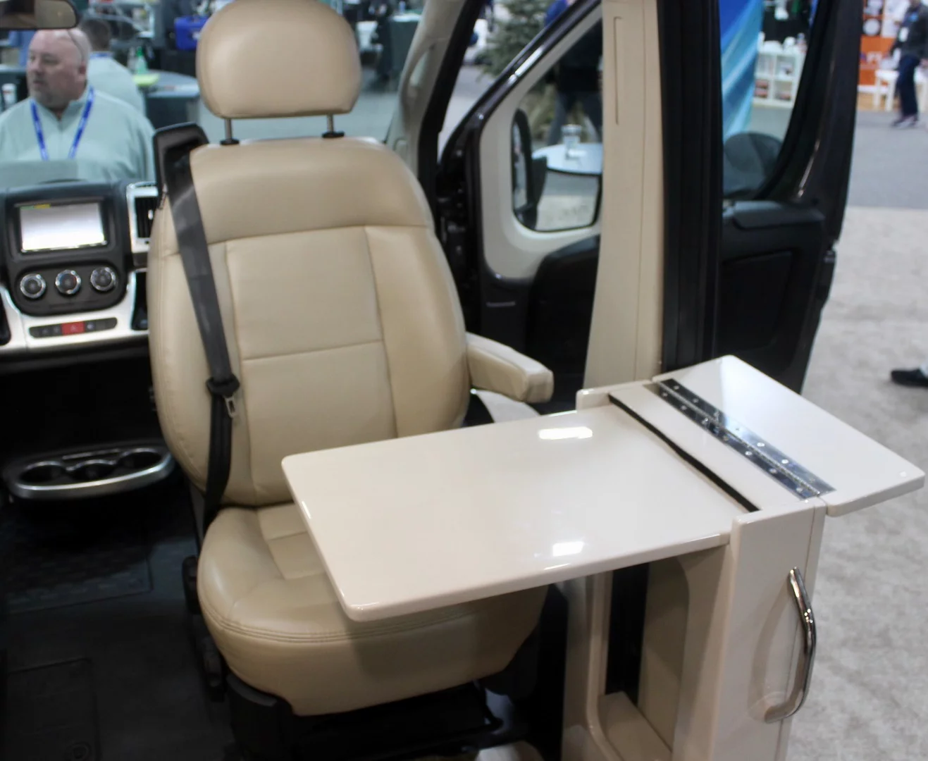 The table pulls out and folds down