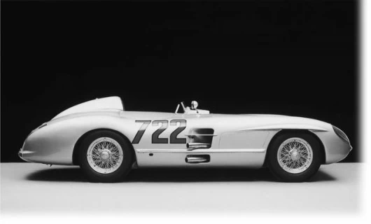 The "over 300bhp" Mercedes 300 SLR was capable of 180mph