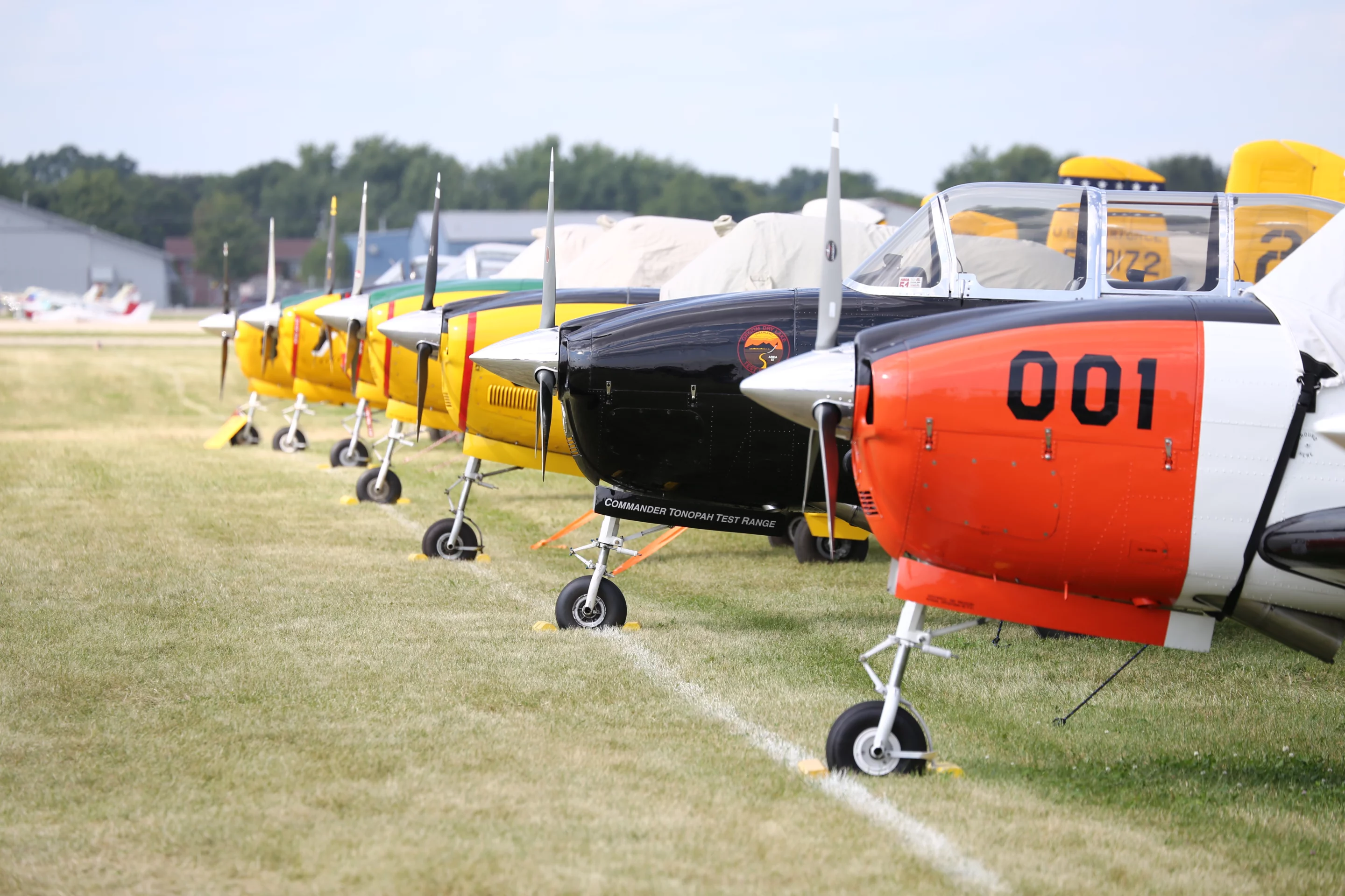 Noses of T-34s lined up on the field (Photo: Angus MacKenzie/Gizmag.com)