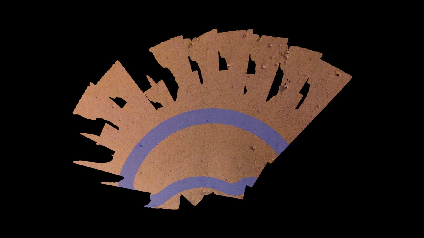 This mosaic, composed of 52 individual images from NASA's InSight lander, shows the work space where the spacecraft will eventually set its science instruments