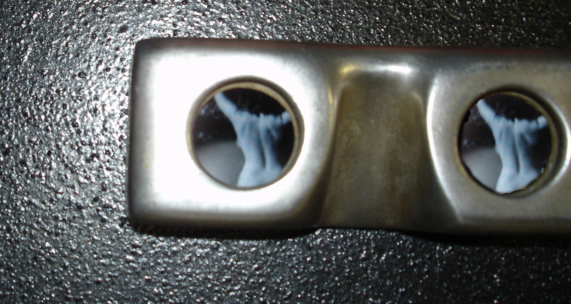 The eyepiece on the reproduction peep show, salvaged from the original British machine (Photo: Michael Ford)