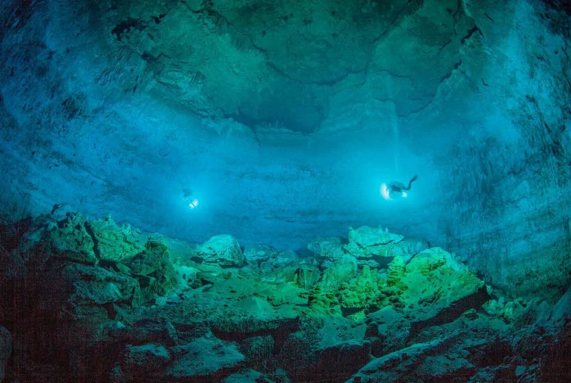 While divers can enter and exit the underwater cave known as Hoyo Negro today, there was no escape for animals who plunged to their deaths here 13,000 years ago when sea levels were lower and the cave was not yet filled with water