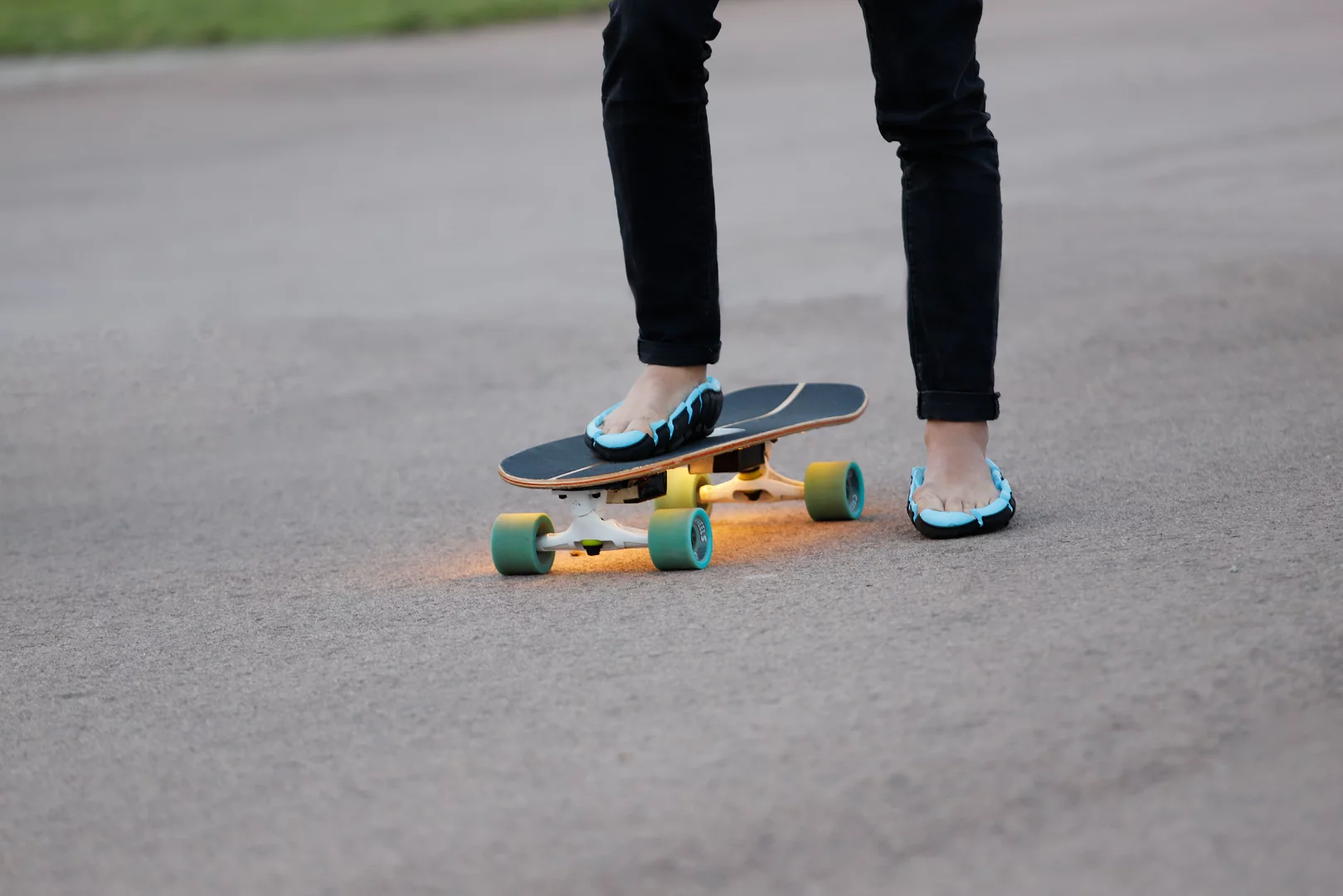 Link says the flip-shoe works for running, cycling, skateboarding and more