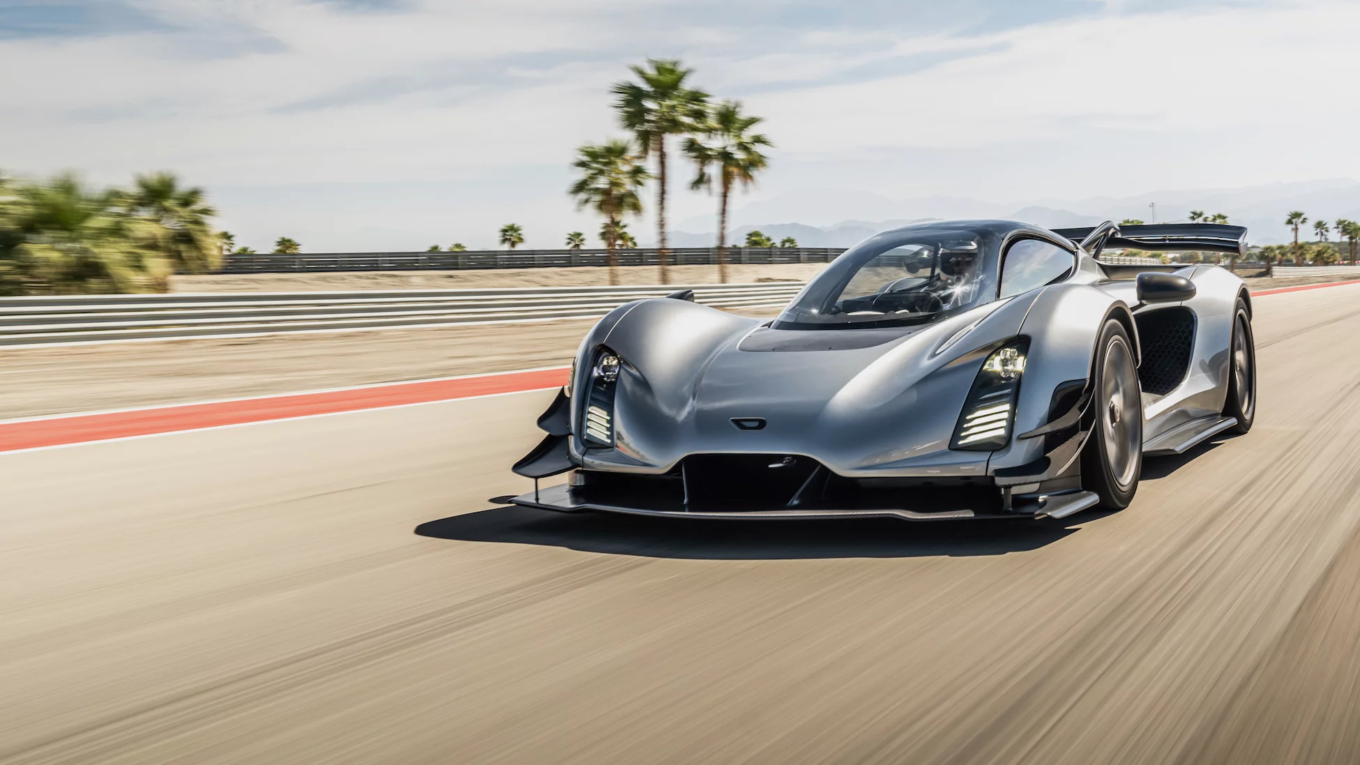 The hypercar is powered by an in-house twin-turbocharged 2.9-liter V-8 engine and 4.4-kWh battery pack