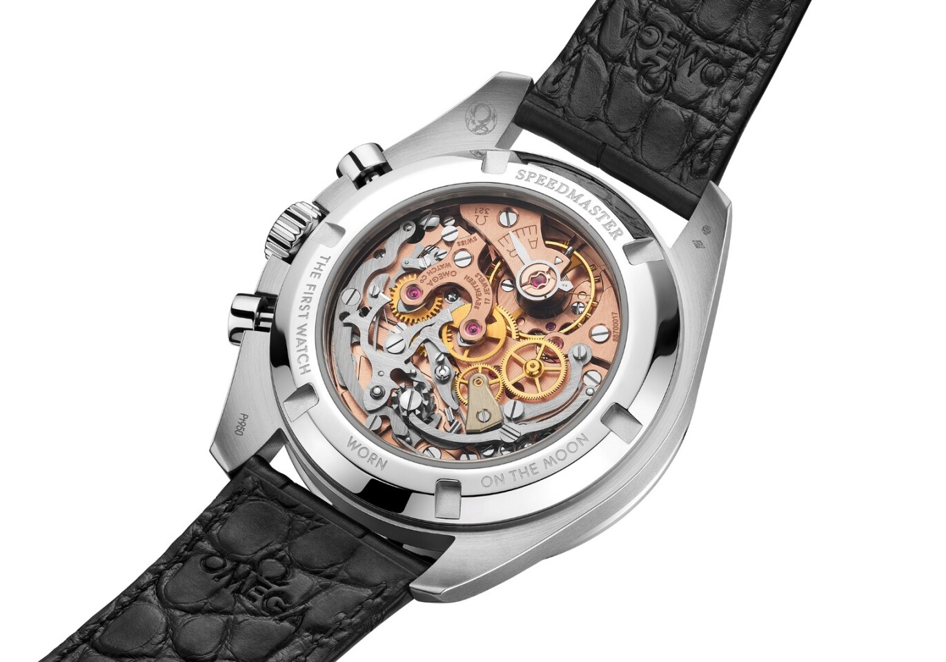 The Speedmaster Moonwatch 321 Platinum reverse crystal