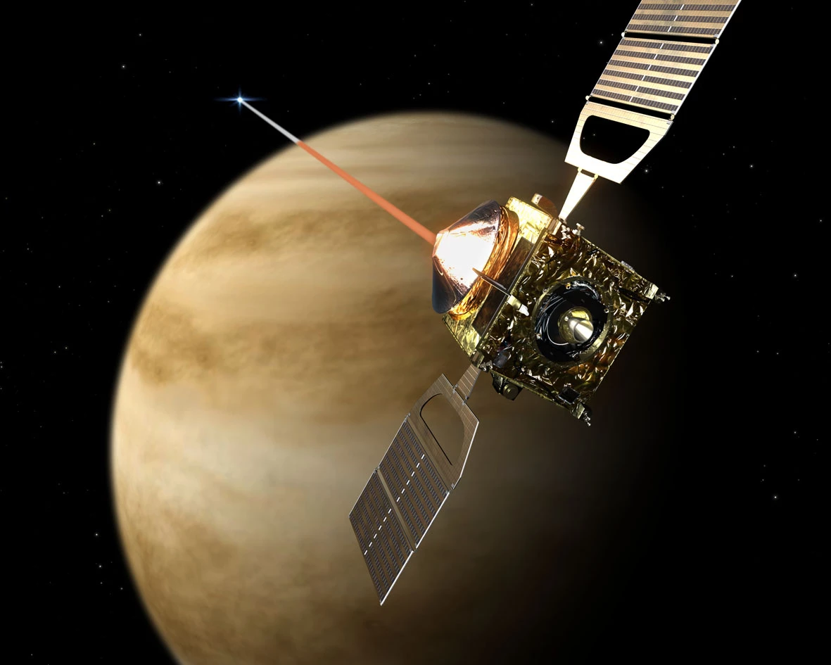 An artist's impression of Venus Express studying an stellar occlusion (Image: ESA)
