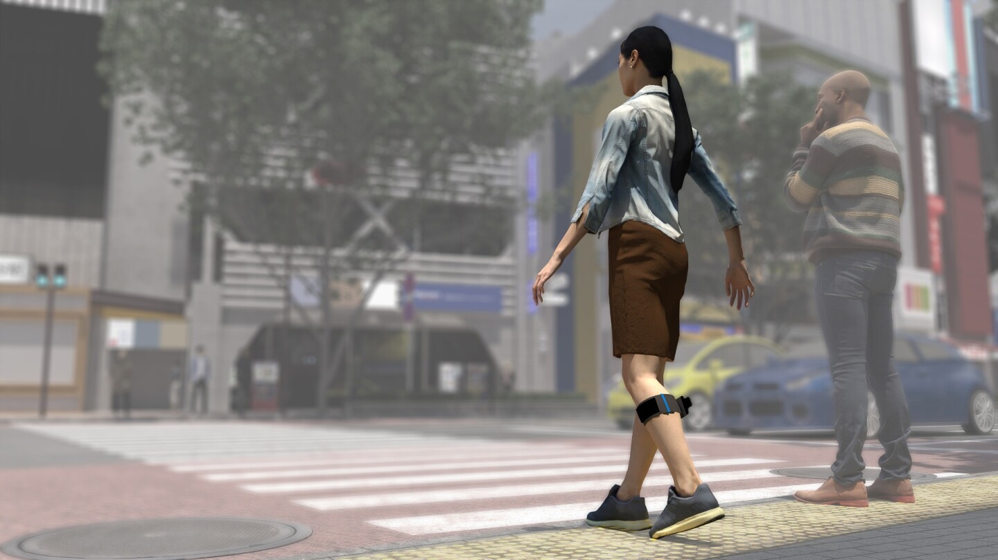 The Evowalk exoskeleton, designed to help people with lower limb paralysis walk by stimulating leg muscles