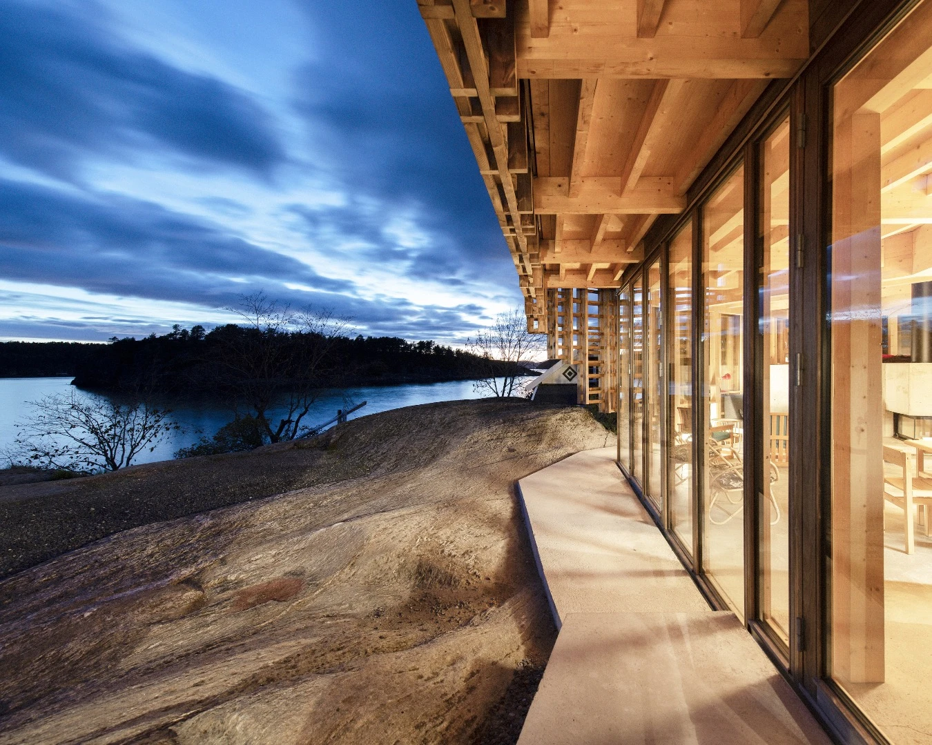 The interior of the House on an Island overlooks the sea