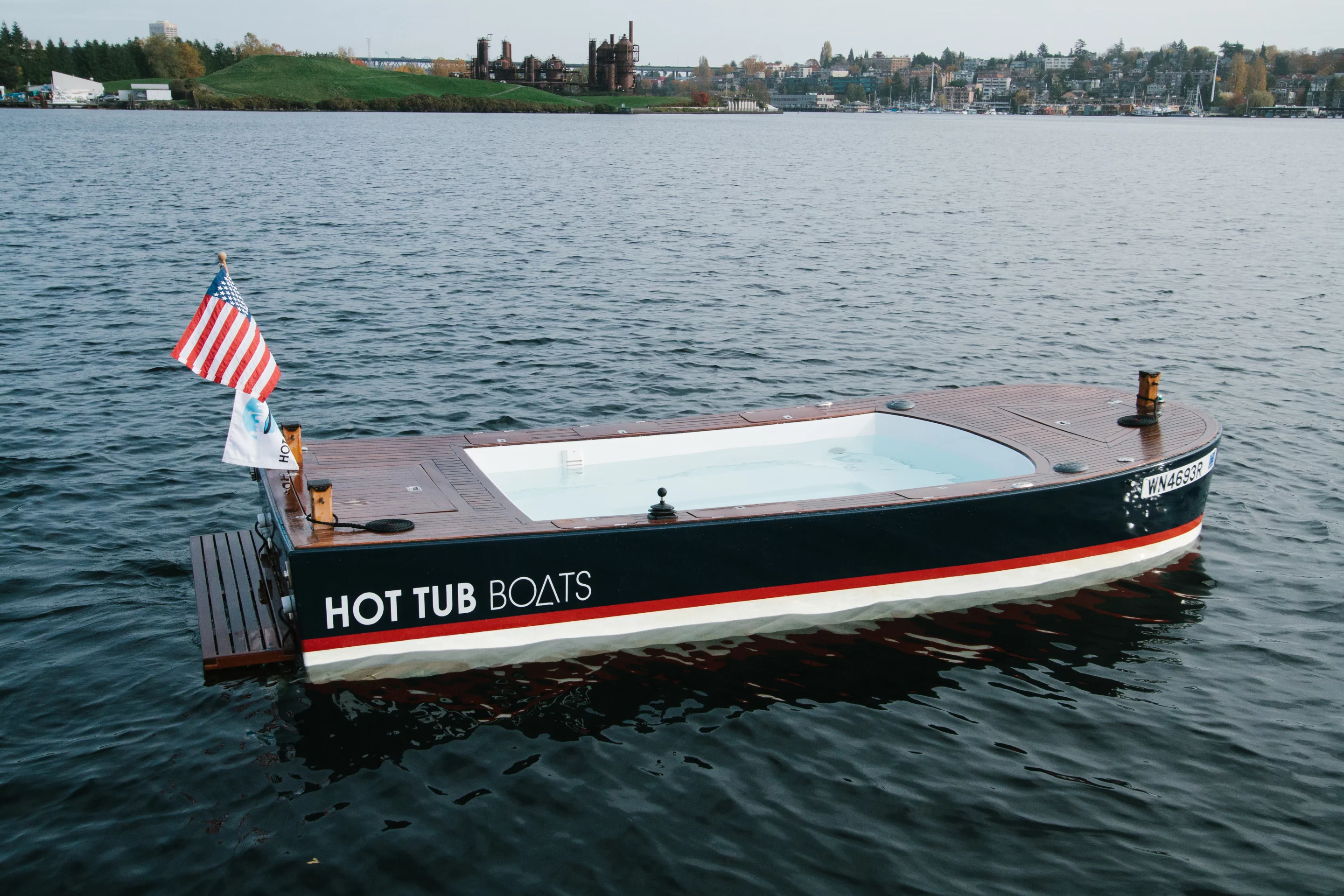 The Hot Tub Boat allows its passengers to soak while they cruise