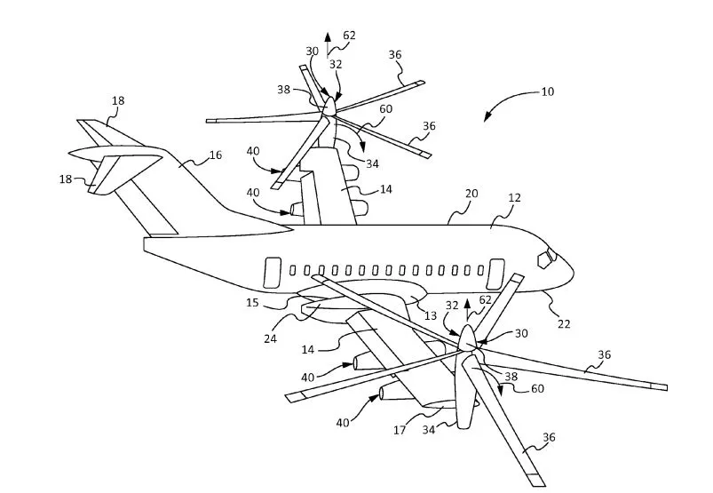 The Boeing patent is for a VTOL tilt rotor capable of carrying up to 100 passengers