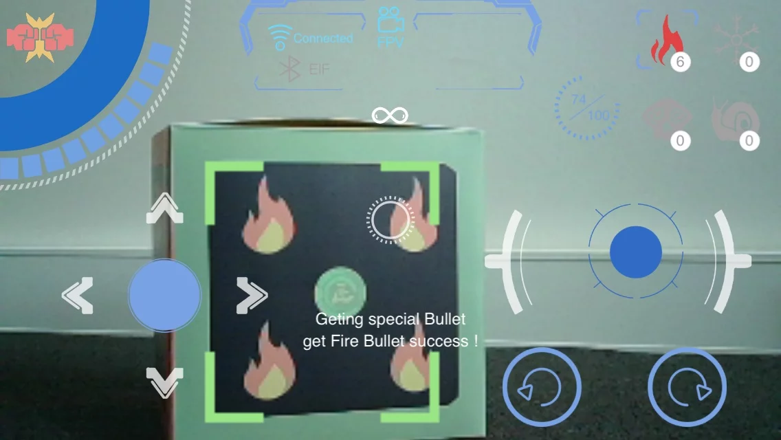 Geio gets powerups by scanning totems, which work in a similar way to QR codes