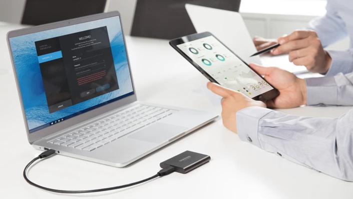 The T5 portable SSD is capable of data transfer speeds of up to 540 MB/s