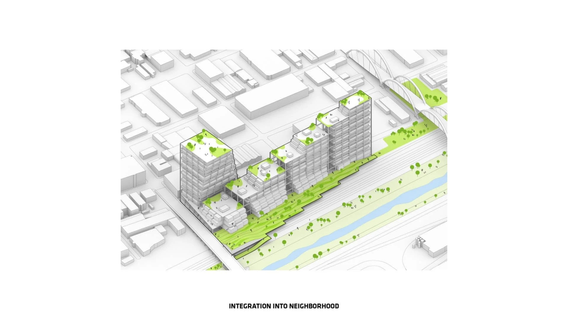 The renders for 670 Mesquit depict a lot of impressive glazing and greenery softening the large concrete grid structure, including what appear to be rooftop gardens