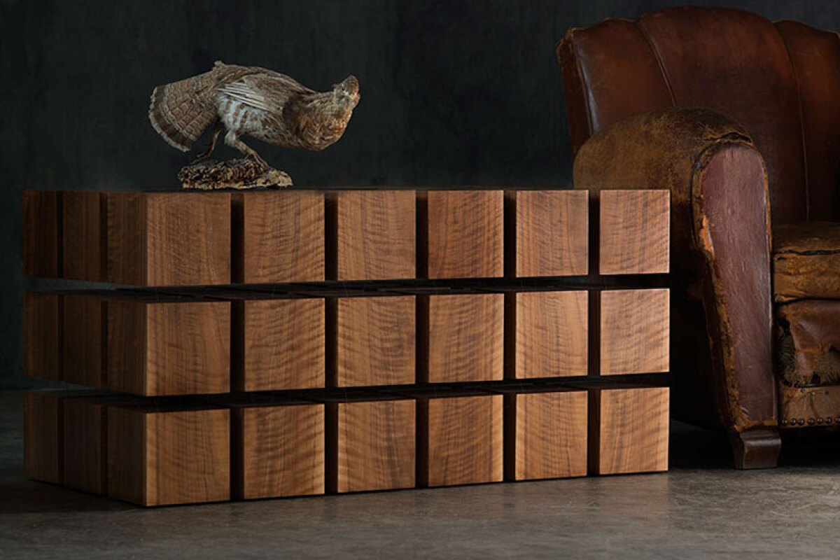 The Float Table is made of wooden cubes with magnets inside