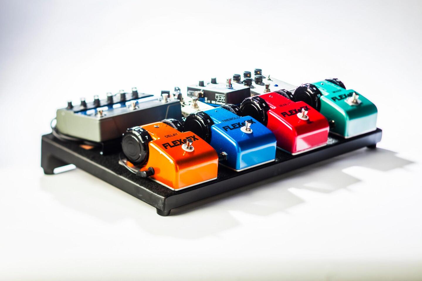 The FLEXeFX pedals on a board
