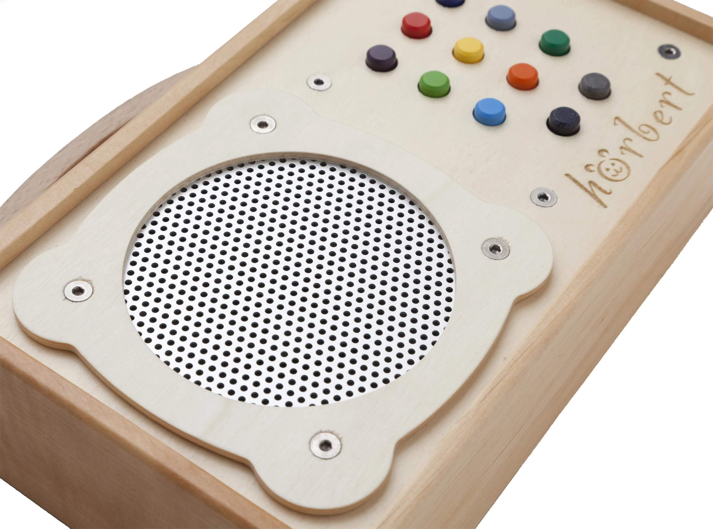 The speaker grill on the hörbert is made of anodized aluminum