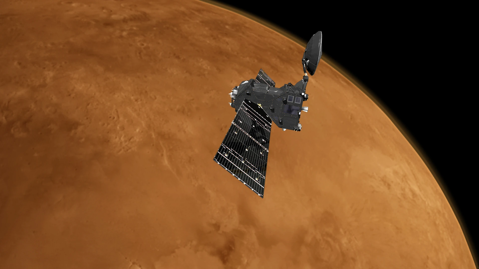 Artist's impression of the ExoMars 2016 Trace Gas Orbiter at Mars