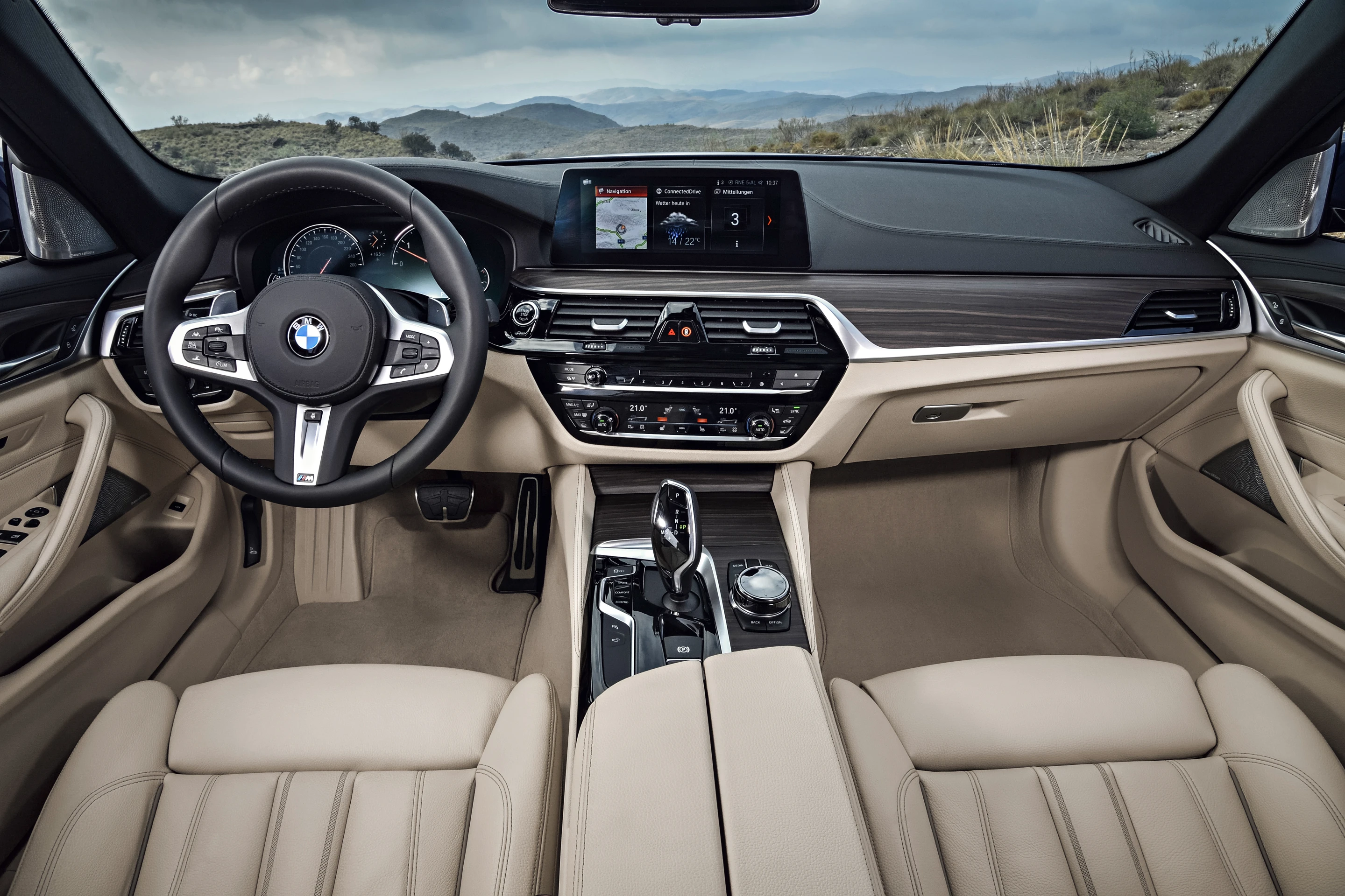 The interior tech in the 5 Series makes it a more comfortable place to spend extended hours on the road
