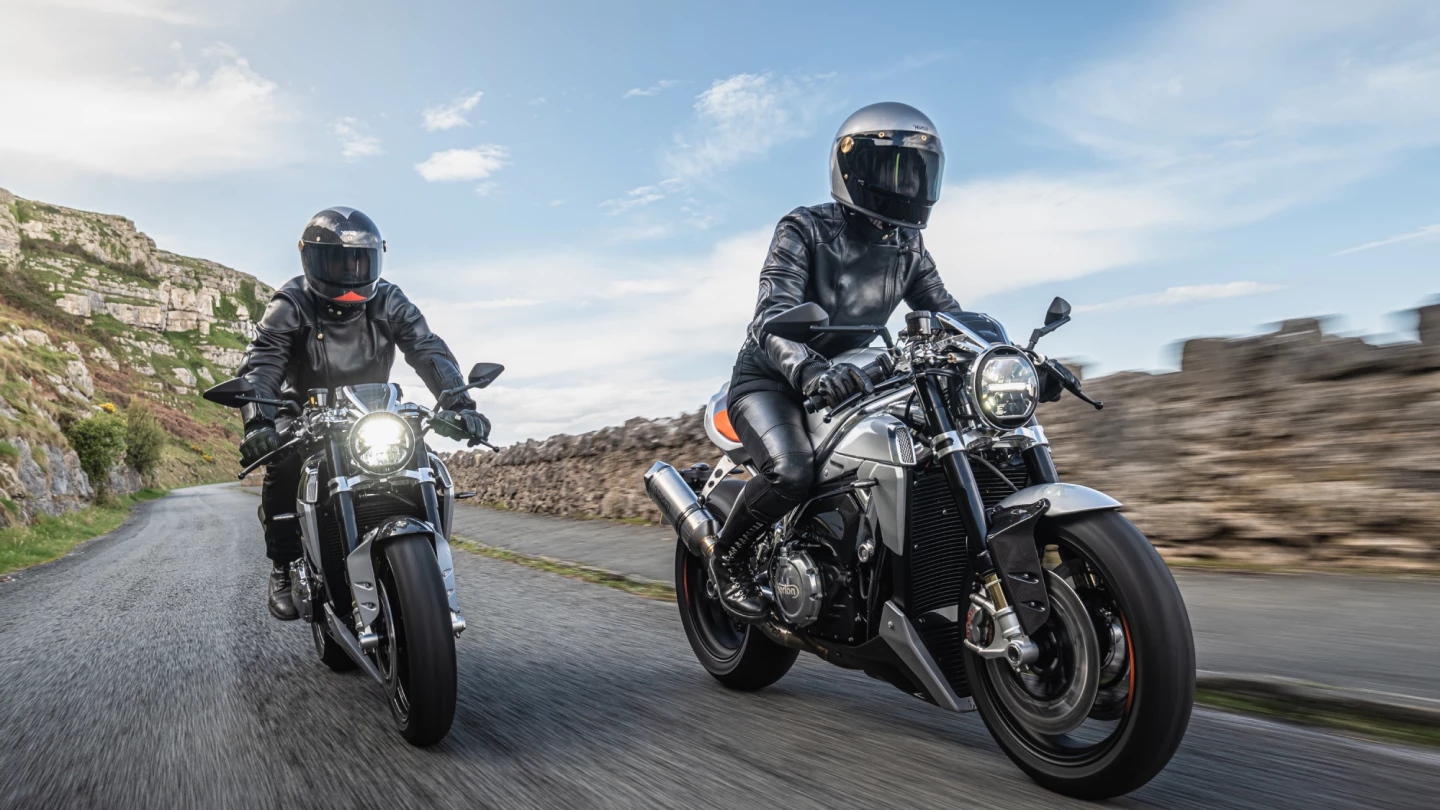 The V4CR's clip-on bars give it a more focused riding position than many of the big flat-bar super nakeds