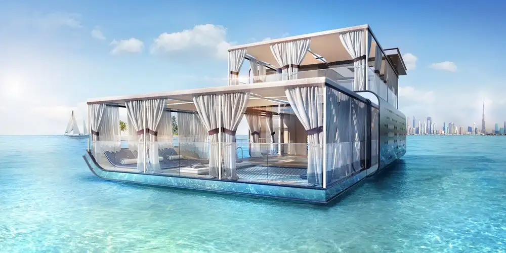 The Floating Seahorse Signature Edition has four sleeping areas, which can accommodate up to eight adults and eight children in total, and can be adapted for use as living spaces during the day