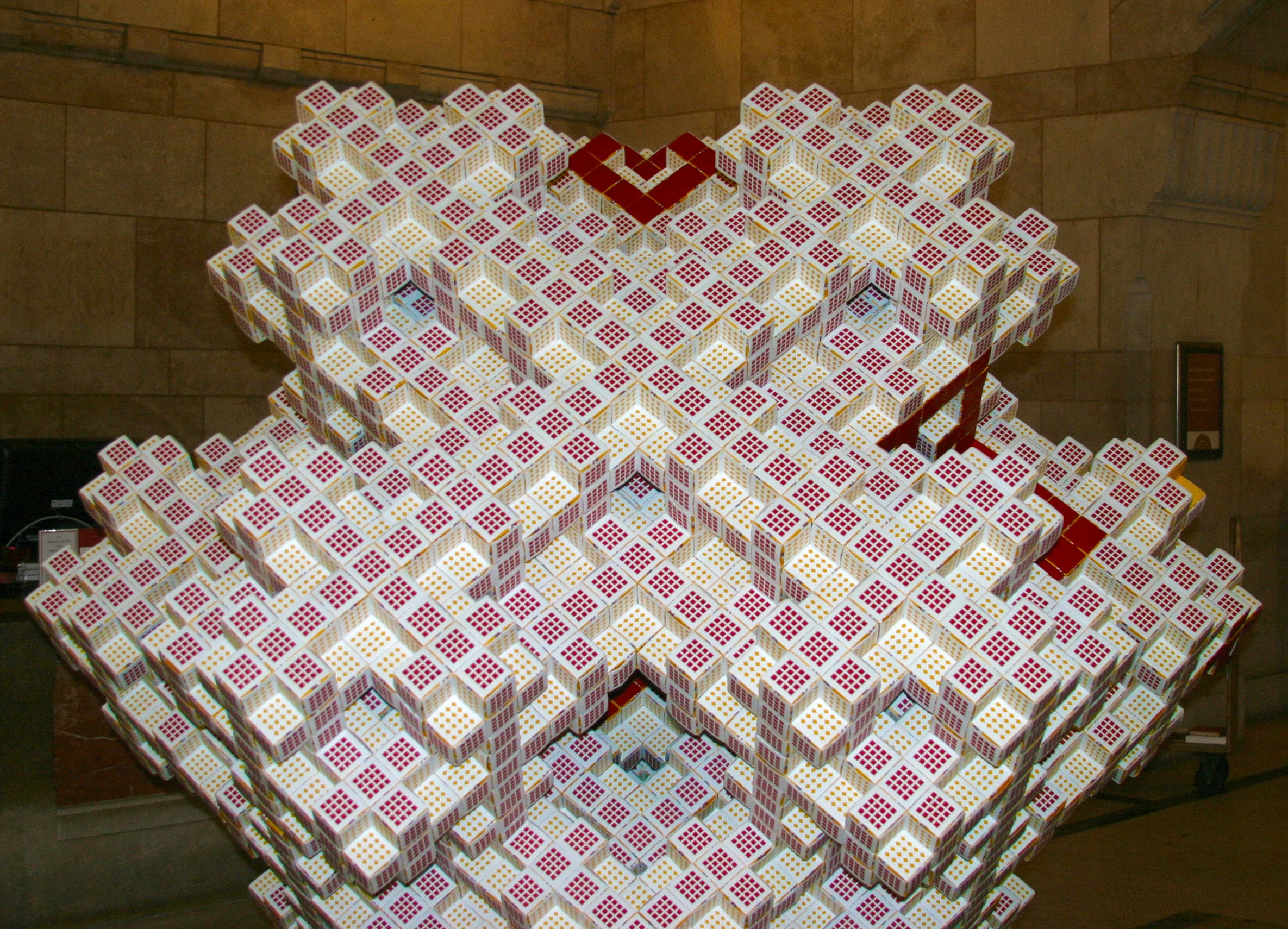 The Mosely Snowflake fractal, made from 49,000 folded business cards