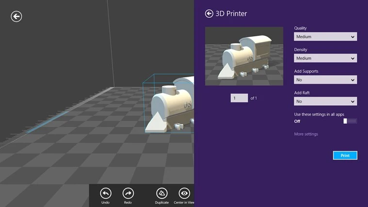 Models can be printed with "one touch"