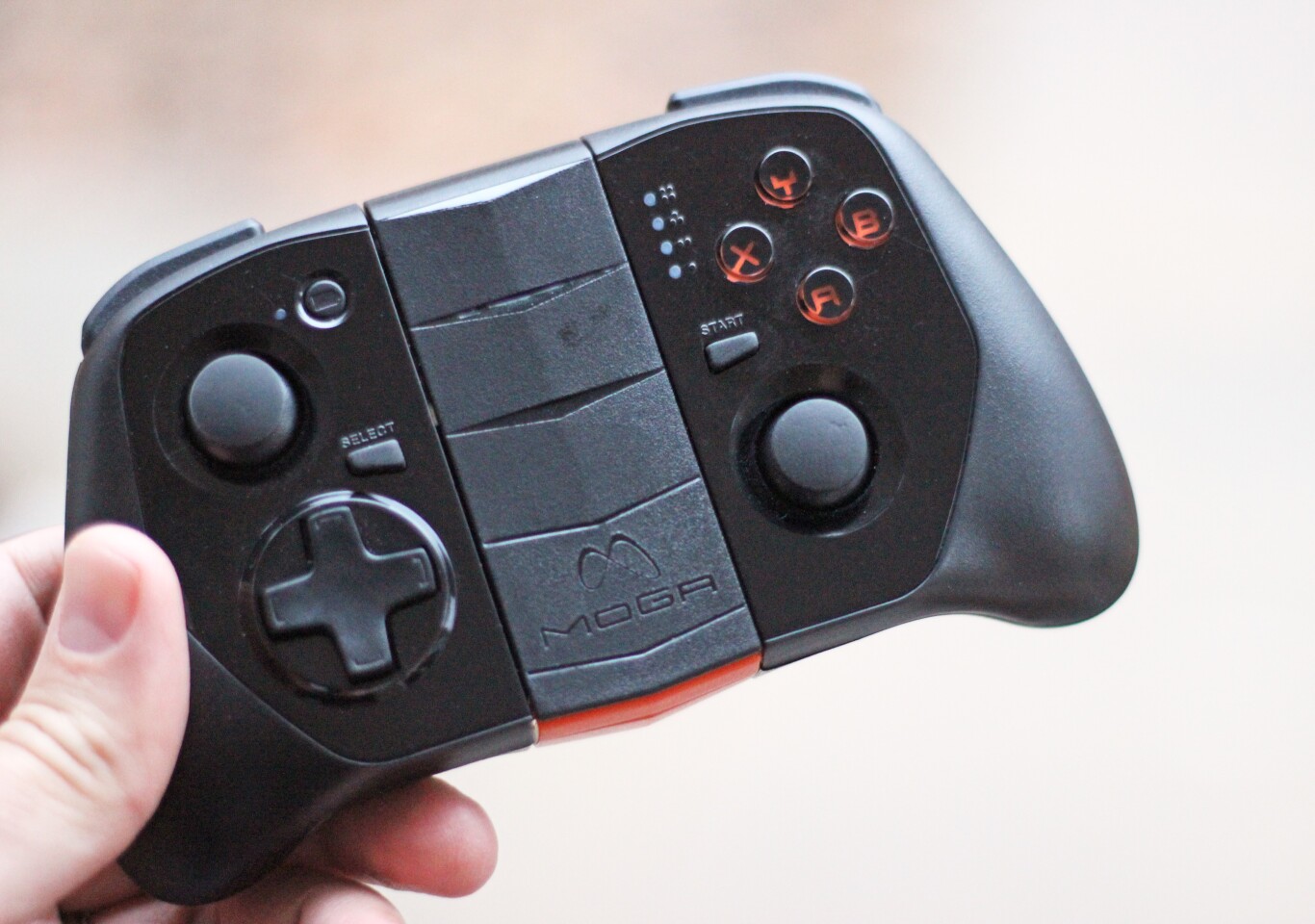 A gamepad, like this Moga Hero Power, is essential for playing the Gear VR's best games (Photo: Will Shanklin/Gizmag.com)