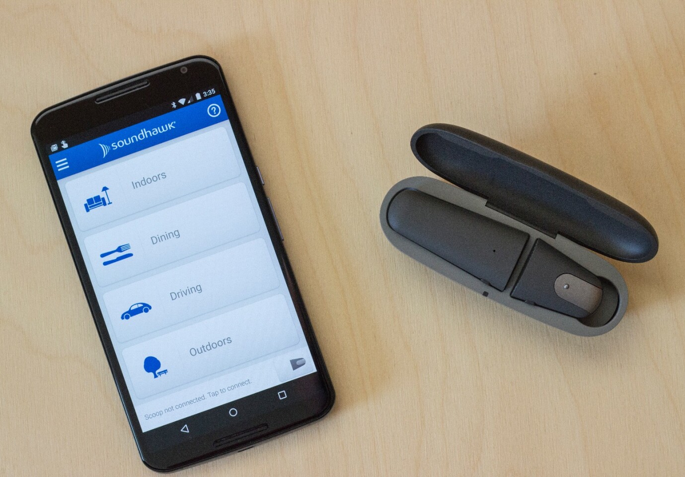 Soundhawk with companion app (available for both iOS and Android)
