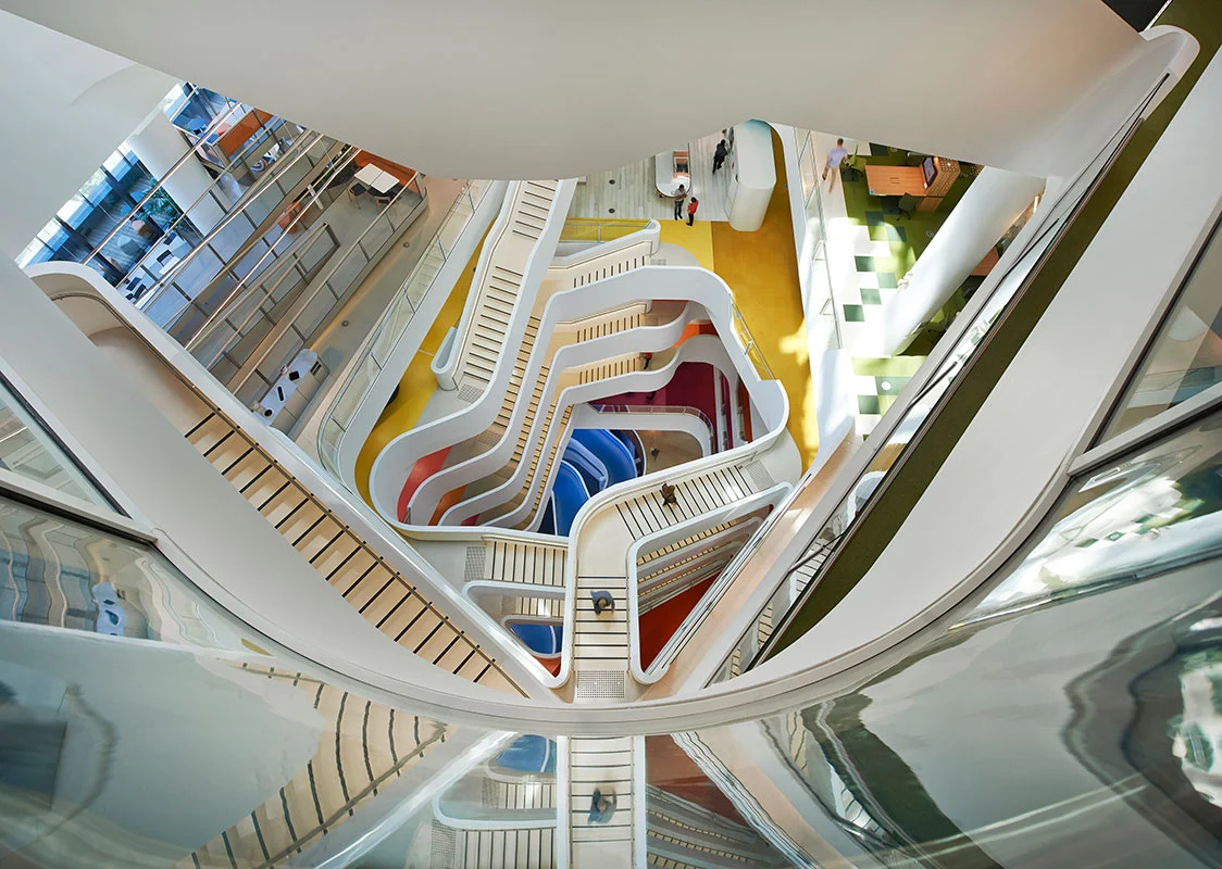 The stairs inside Medibank Place are designed to be the easiest way to move around the building