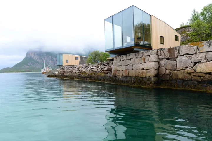 The Manshausen cabins are designed to hang over the water's edge