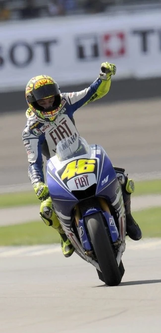 Rossi during a dry practice session at the brickyard