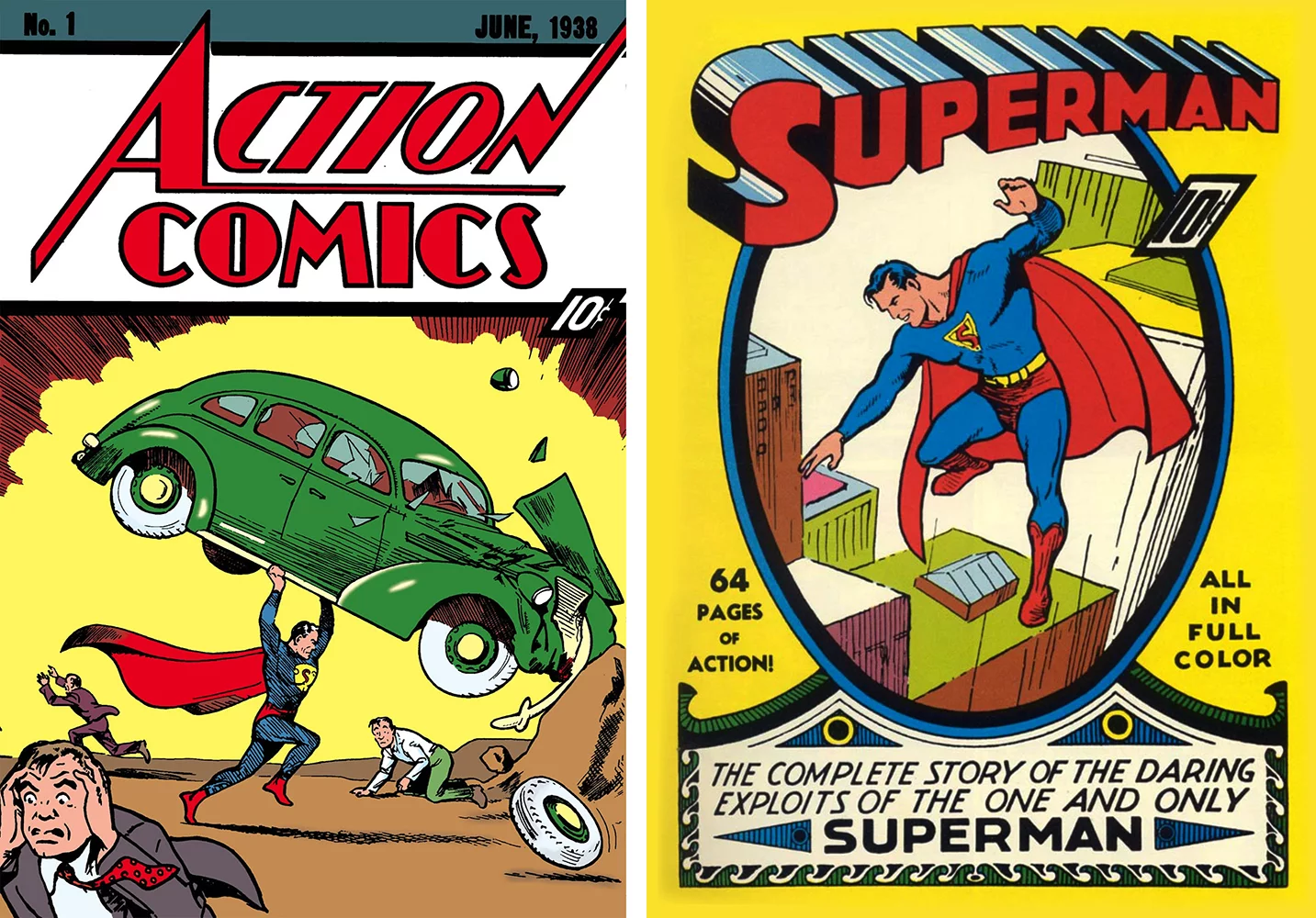 In March 1938, the creators of Superman, Jerry Siegel and Joe Shuster, sold all rights to the first costumed superhero character to Detective Comics Inc. for $130. On April 18, 1938 (cover dated June, 1938), Superman debuted on the cover of Action Comics #1 with a print run of approximately 200,000 copies and was an immediate success, catalyzing the superhero genre. The series was an immediate success, and based on the obvious resonance of Superman with the American public, it resulted in a syndicated daily newspaper comic strip beginning in January, 1939 and a Superman comic book series in June, 1939. The first dedicated Superman comic was comprised of reprints of the Superman stories in the first four issues of Action Comics, with the highest recorded sale being $214,000 by Comic Connect in 2011. Action Comics #1 remains the most valuable single comic ever sold, at an eBay auction in 2014, with a price of $3,207,852.