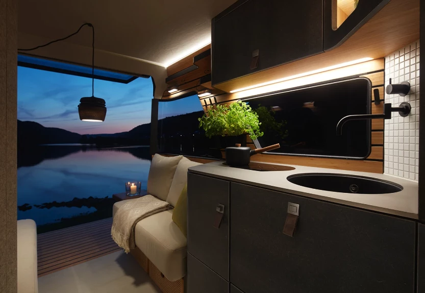 Fading sunlight, rippling water and soft ambient lighting make for a relaxing evening