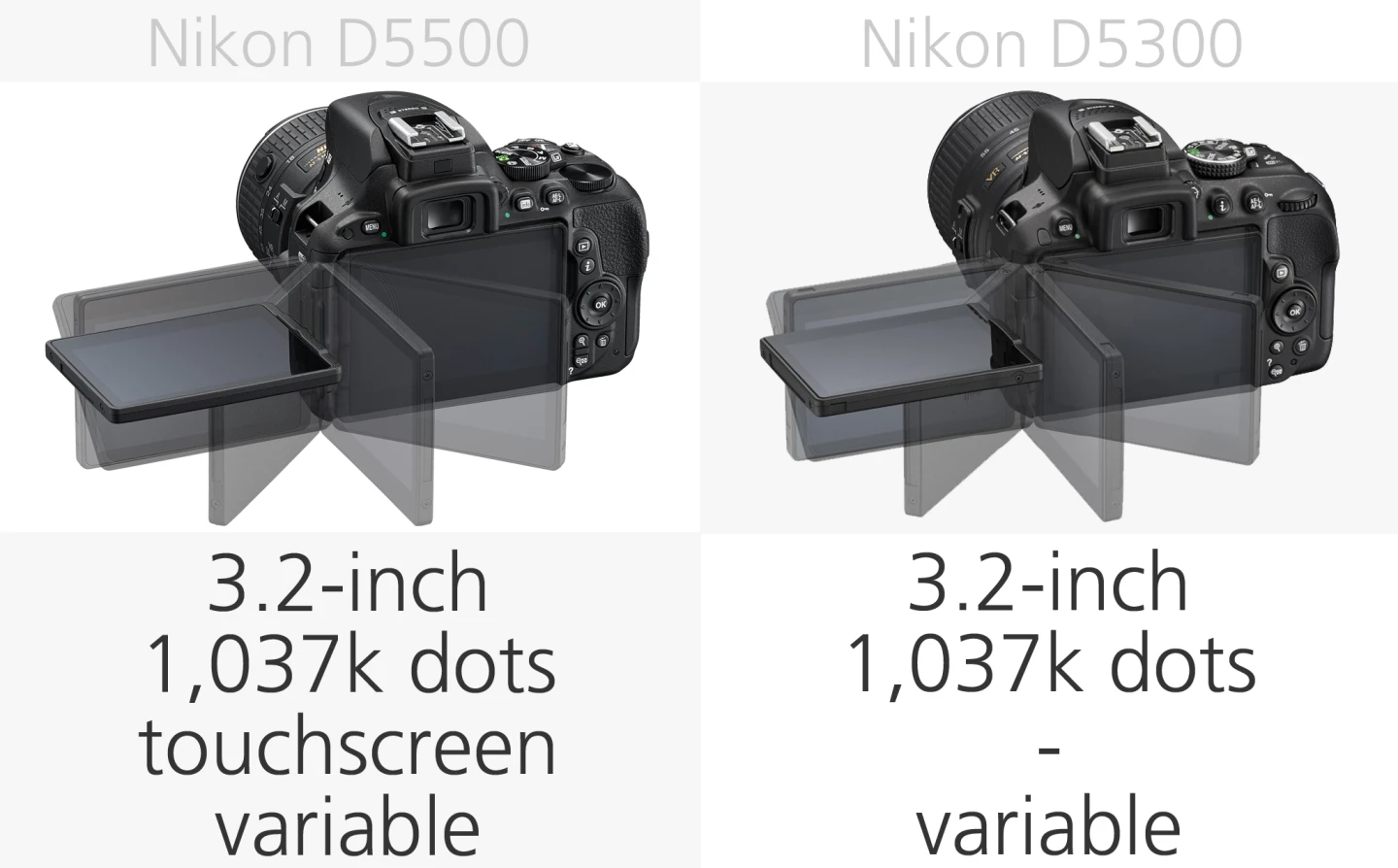 Nikon D5500 vs. Nikon D5300 rear monitor comparison