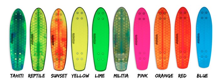 The color options for the Hydroflex skateboard