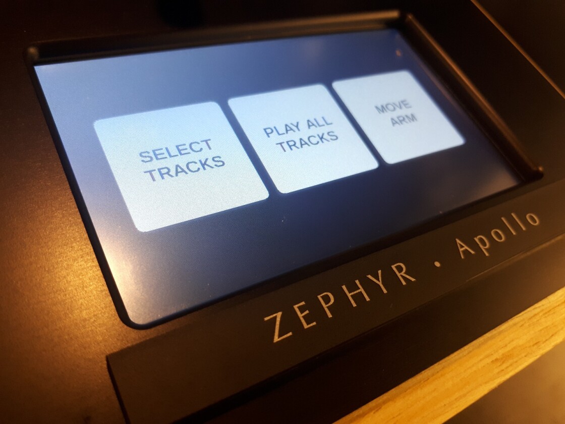 The Zephyr Apollo's touchscreen display is used to control playback