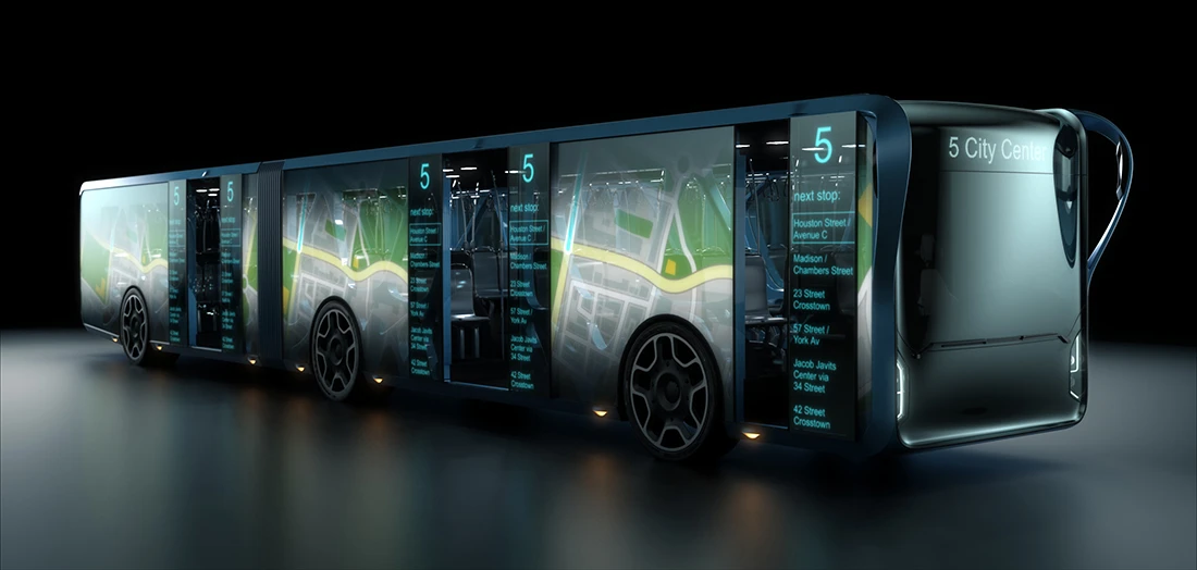 The buses could bring in income with advertising and use the displays to assist bus commuters