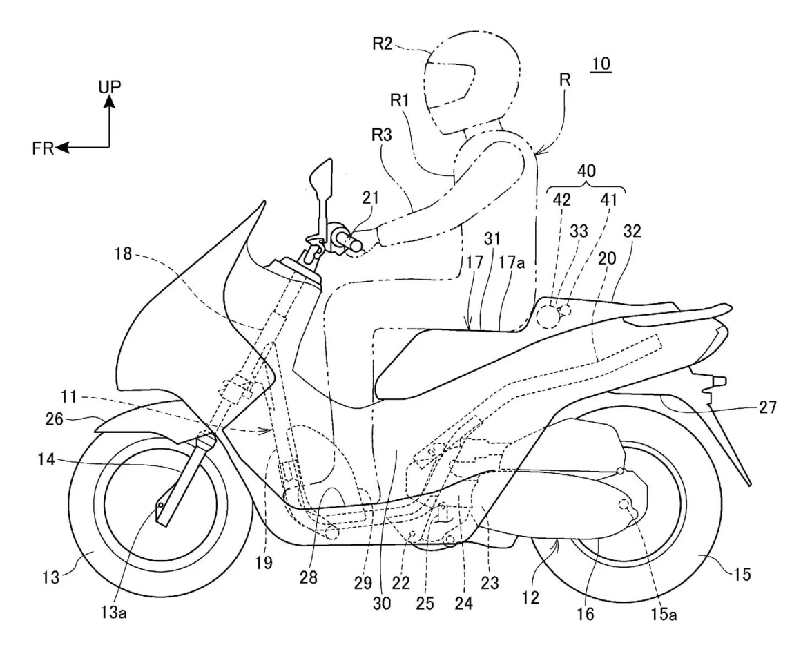 A second embodiment would fire from just behind the rider's seat