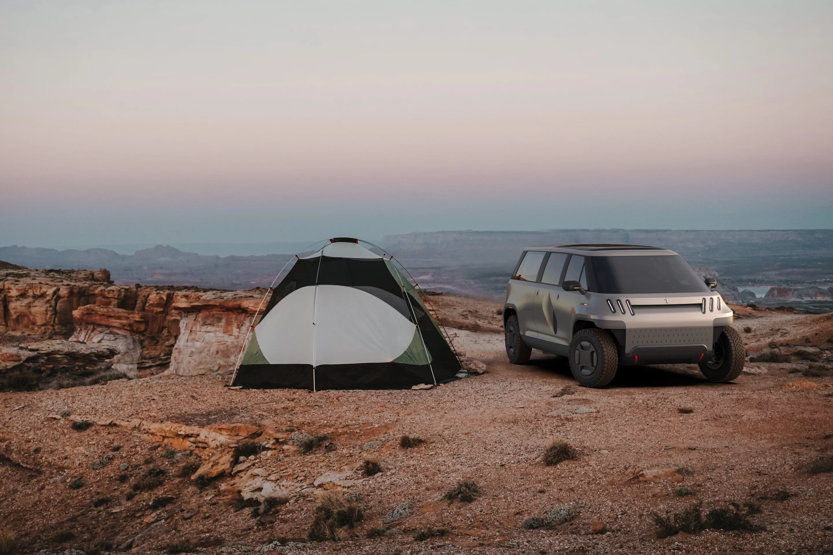 The bed can be capped to allow for extra seating inside or for a camper-style interior layout