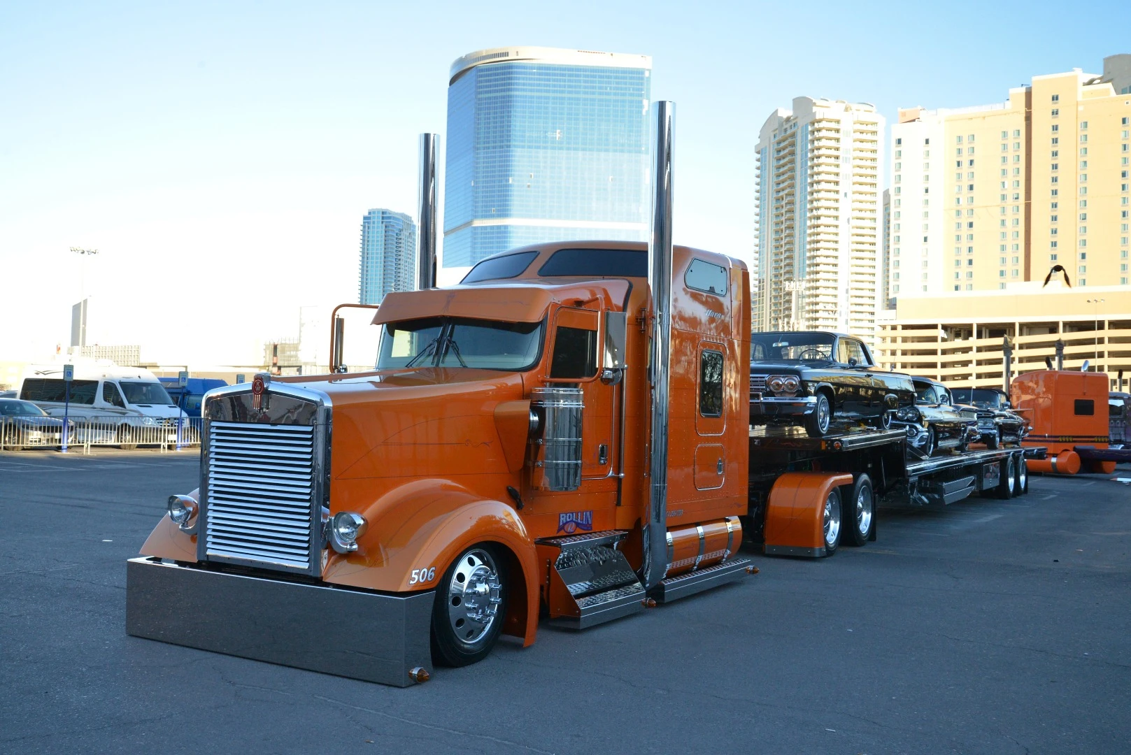 Forget about the cars of SEMA, here's a car carrier of SEMA