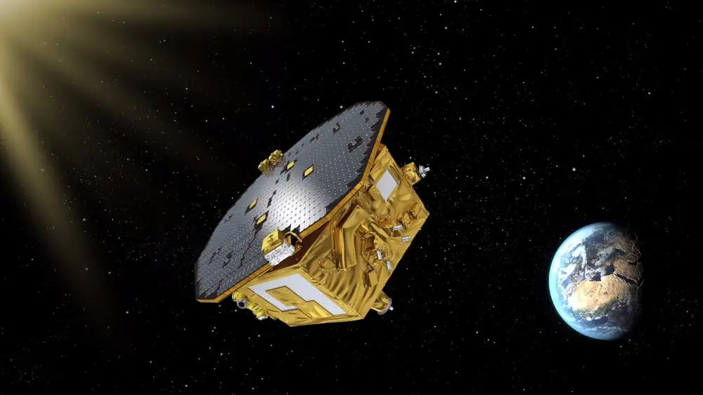 An artist's impression of the LISA Pathfinder in space