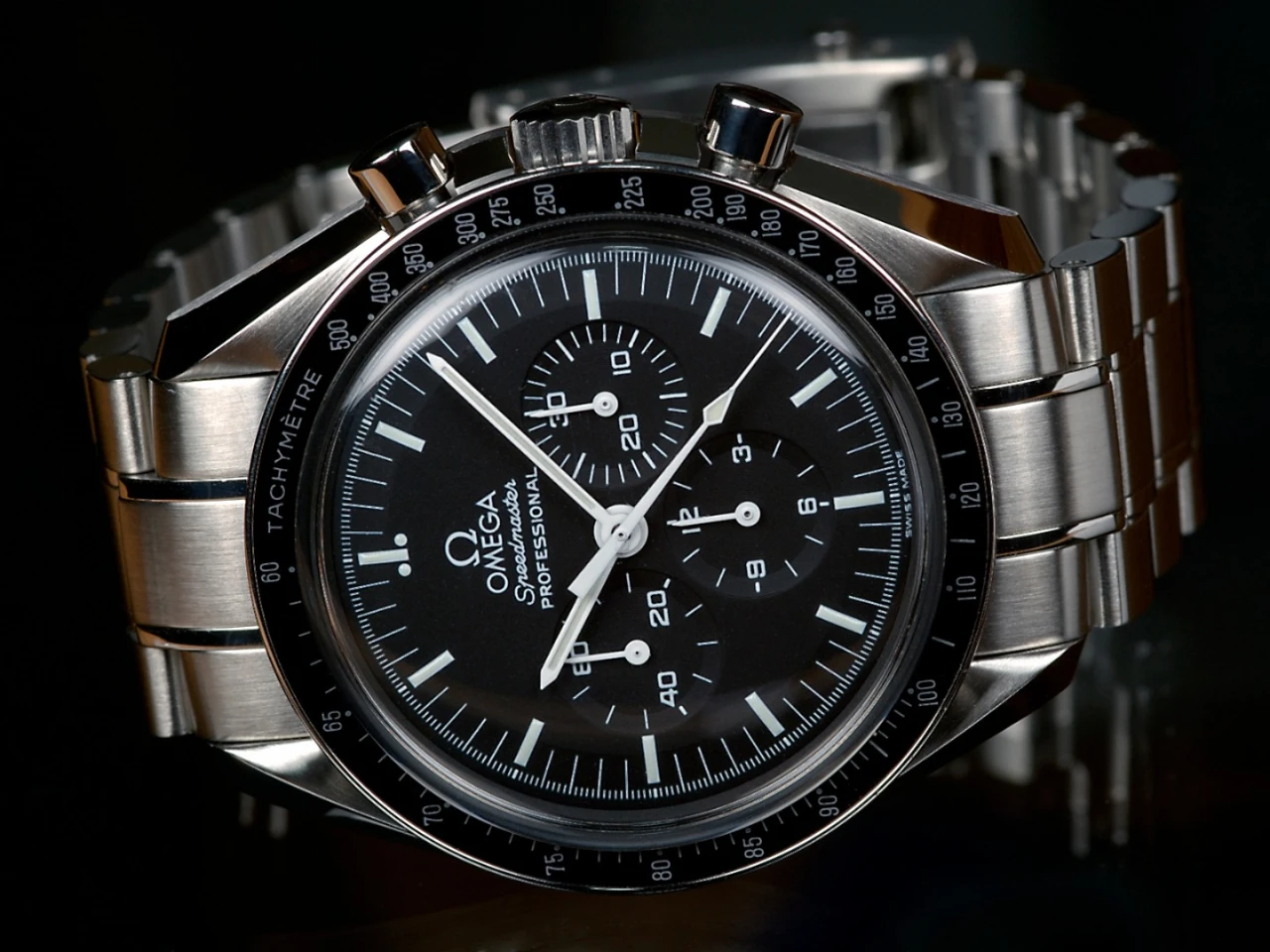 Omega Speedmaster watch featuring tachymeter