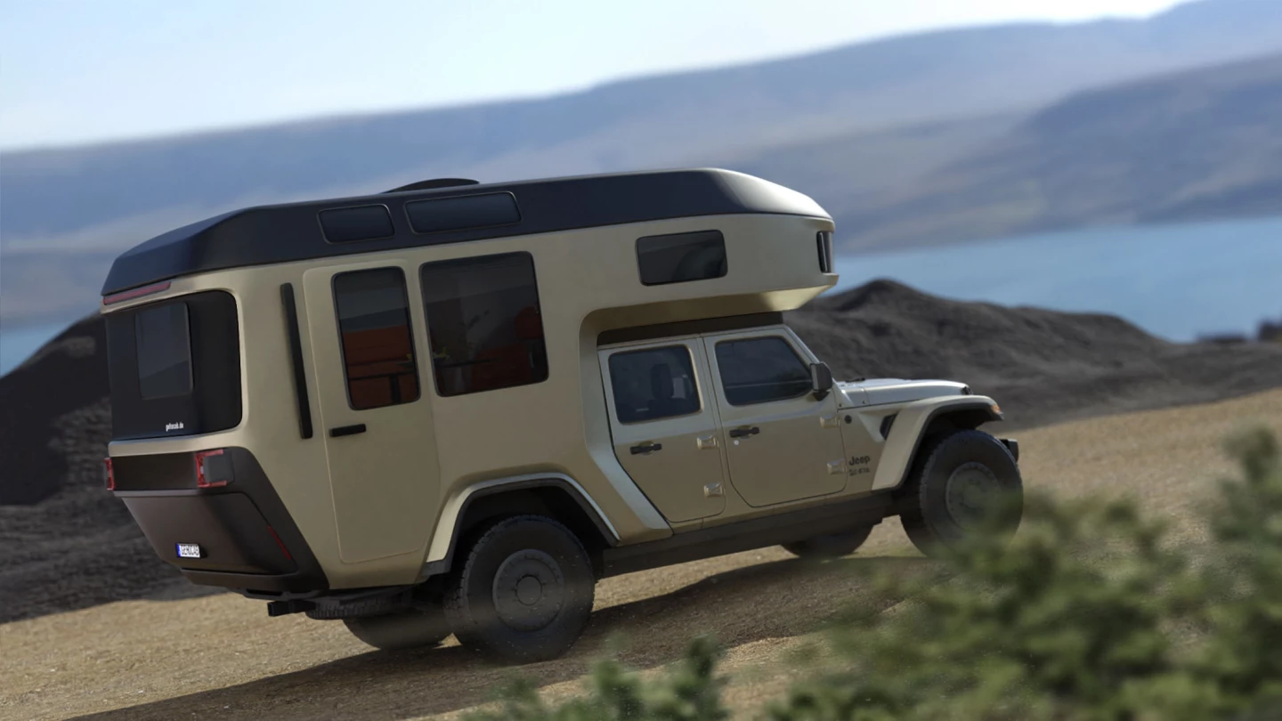 The Findus is designed to work with vehicles with 3.25-m+ wheelbases, including the Jeep Gladiator