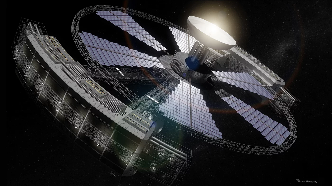 Versteeg's Space Hammer is one of the artist's orbital station projects (Image: Bryan Versteeg / Spacehabs.com)
