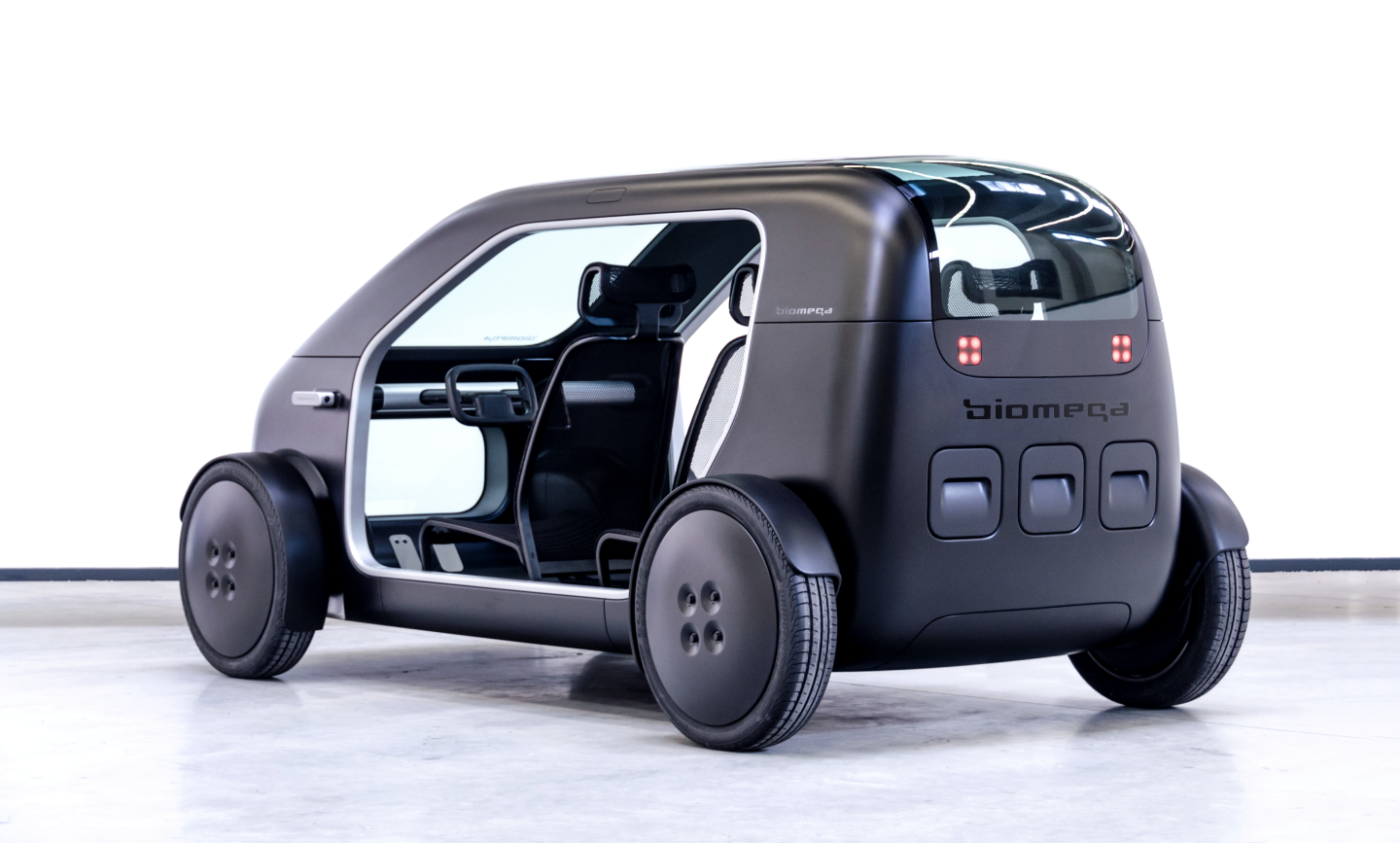 Modular battery units to the rear of the Sin electric CUV can be removed and replaced while out and about
