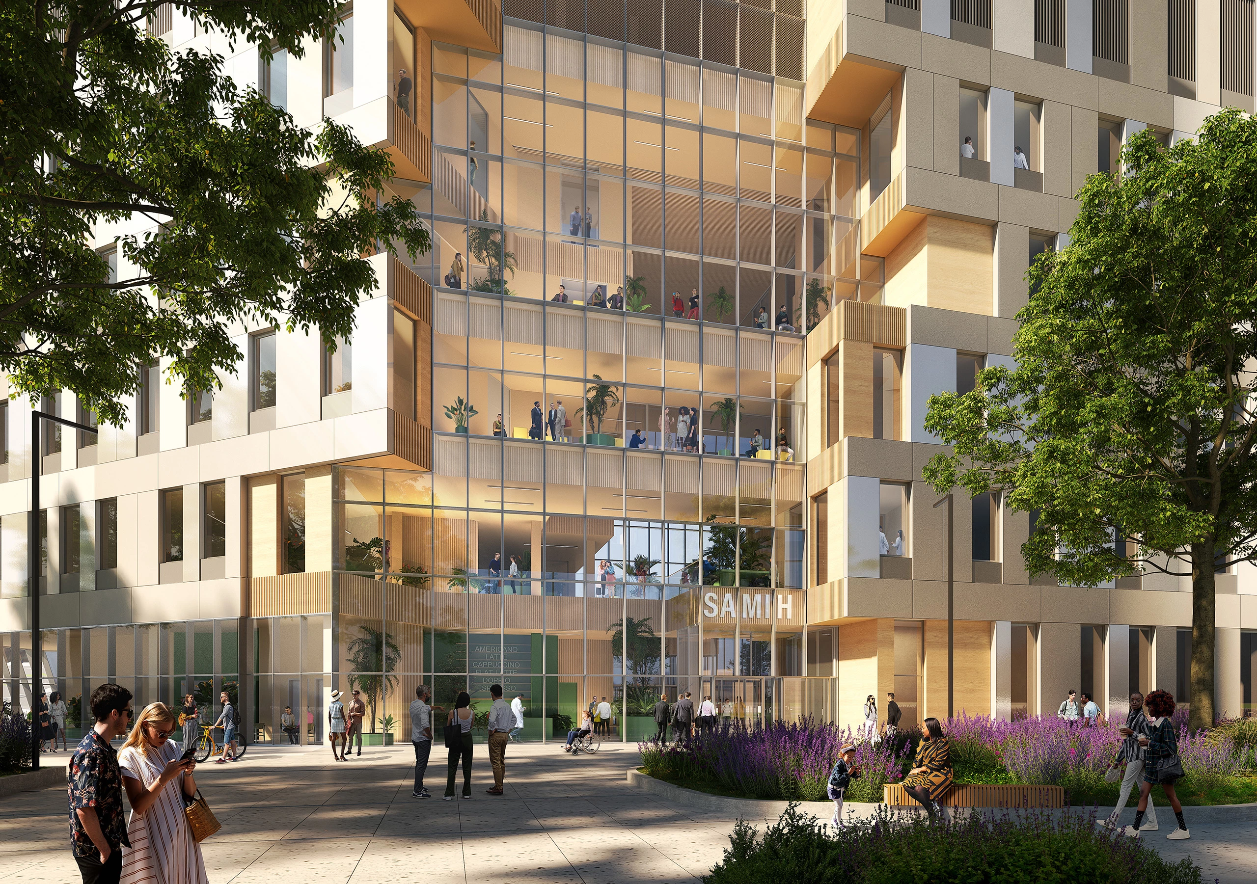 SAMIH's atrium is conceived as the heart of the building and ensure natural light permeates within