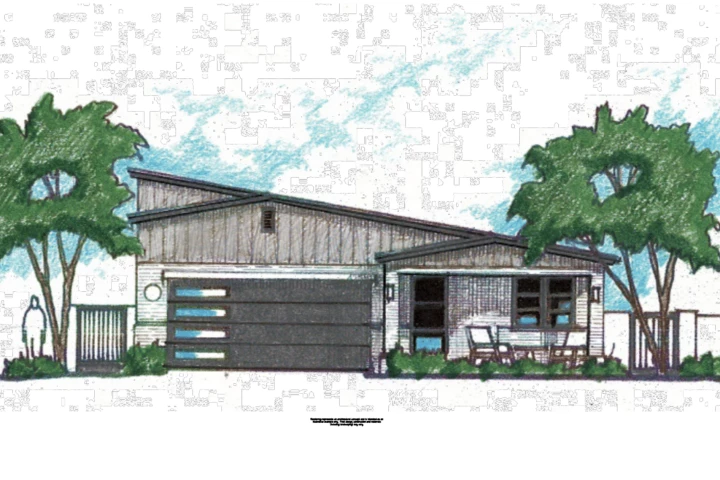 An architectural sketch depicting what the finished home will look like